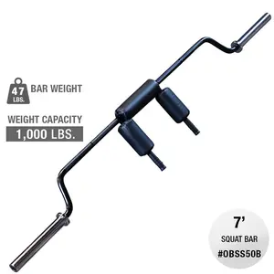 Body-Solid Safety Squat Olympic Bar, with built-in Padding and 1000 lb. Weight Capacity
