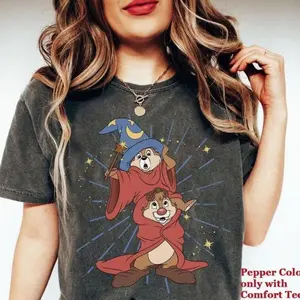 Chip N Dale Costume Cartoon Sorcerer Funny Gildan T-Shirt, Double Trouble Tee, Hollywood
