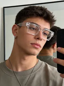 Unisex Casual Classic Square Transparent Blue Light Blocking Glasses, Elegant and Versatile, Lightweight and Comfortable, Fashion Eyewear