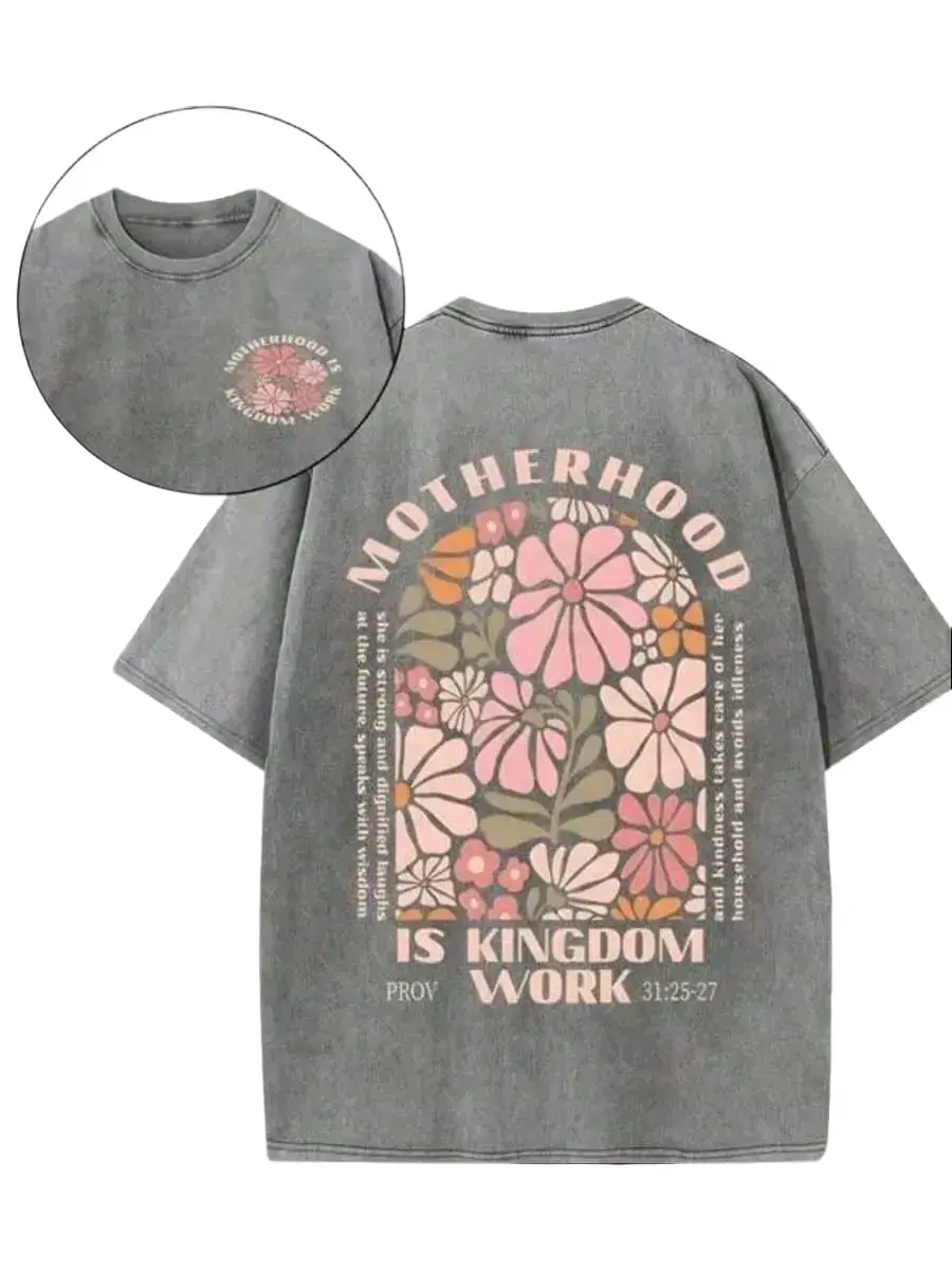 Unisex Baggy Graphic T-Shirt, Heavyweight 230gsm Fabric Shortsleeve Loungewear Top with Double-Sided Design