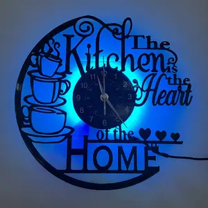 Unique Kitchen Heat Home Theme Decor Vintage Vinyl Record Wall Clock with 7 Color LED Lights Unique Kitchen Heat Home Theme Decor Silent, Noiseless Operation Perfect for Birthday, Christmas, Valentines Day, New Year Office Kitchen Ambiance