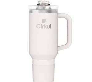 Cirkul 40oz All-Day StrawSip Double-Wall Insulated Stainless Steel Tumbler with Handle, Cherry Blossom (Light Pink)