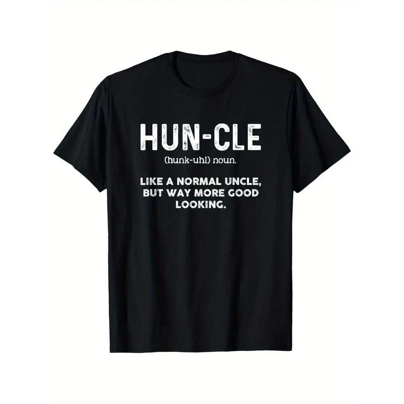 Funny Uncle Graphic Tee - Huncle Definition Print, Relaxed Fit Short Sleeve T-Shirt, Cotton, Black with White Text, Casual & Comfortable, Sizes S-XXXL y2k outfits men time tee shirt backwards demon double print oversize cadena mr stiven