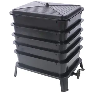 Hardware 5-Layer Worm Compost Bin, 50L Worm Composter, Easy Setup Inclusive Worm Farm Kit for Recycling Food Waste