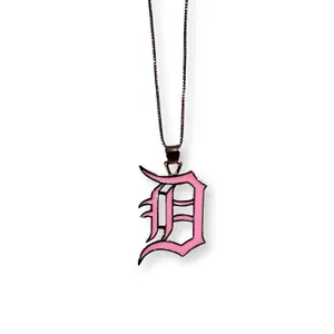 Detroit Pendant Necklace with CZ Stones 18k Gold/Platinum Plated Copper Adjustable Box Chain Water Resistant Jewelry