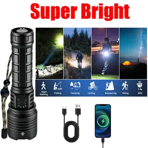 2026 Newest  LED Flashlight Super Bright portable USB Rechargeable Telescopic Zoom Torch,  Outdoor Lamp for Outdoor Camping Hiking, Emergency Use