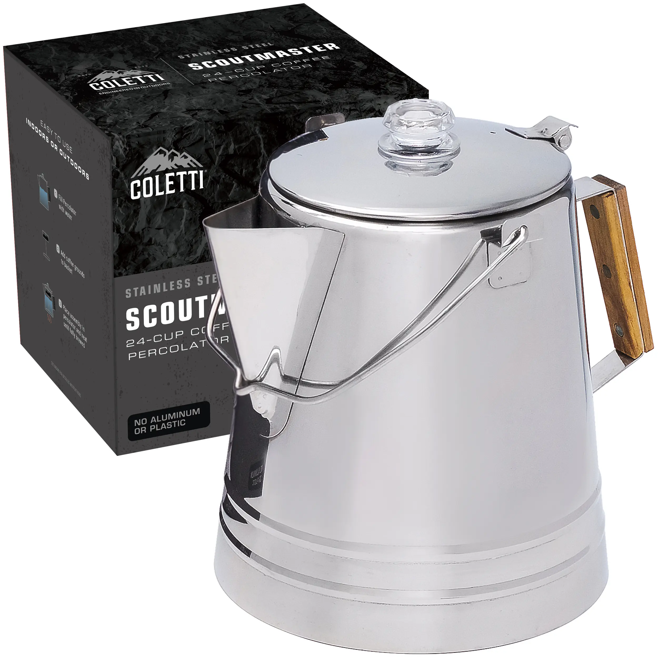 COLETTI Scoutmaster Huge Percolator [24 Cup] — Stovetop Coffee Maker — Large Percolator for Groups