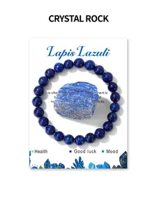 Handmade Lapis Lazuli Beaded High Quality Bracelet Set with Inspirational Cards, Fashionable Elastic Cord, Unisex Jewelry Gift for All Occasions
