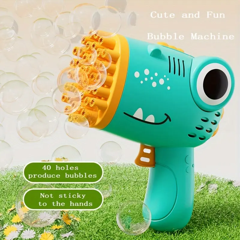 Automatic 40-Hole Dinosaur Bubble Gun Toy, Automatic Bubble Blower, Outdoor Rechargeable Bubble Machine for Kids, Handheld Bubble Maker, Beach Pool Party Birthday Halloween Christmas Gift