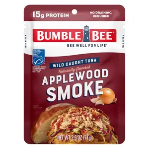 Applewood Smoke Seasoned Tuna, 2.5 oz Pouch - Ready to Eat - Wild Caught Tuna Packet - 15g Protein per Serving - Gluten Free