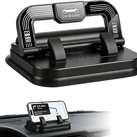 Car Phone Holder, 2 in 1 Dashboard Stand & Number Plate Cellphone Mount, Horizontal and Vertical Screen Adjustment Angle, Suitable for car Navigation in-car Dashboard