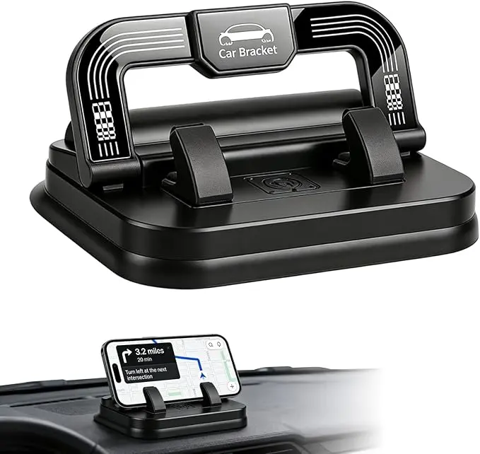Car Phone Holder 360 Degree Rotation, 2 in 1 Dashboard Stand & Number Plate Cellphone Mount, Horizontal and Vertical Screen Adjustment Angle, Suitable for car Navigation in-car Dashboard