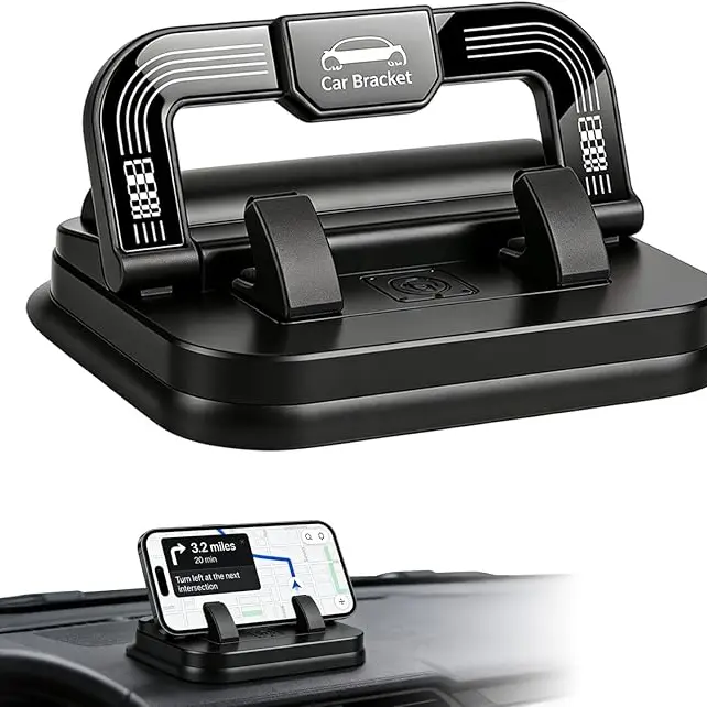 Car Phone Holder, 2 in 1 Dashboard Stand & Number Plate Cellphone Mount, Horizontal and Vertical Screen Adjustment Angle, Suitable for car Navigation in-car Dashboard