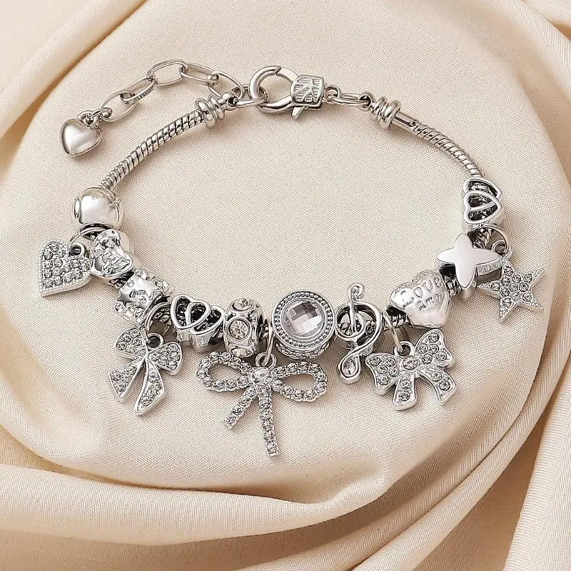 Elegant Bow Charm Decor Bracelet, Pretty Bracelet, Fashionable Adjustable Bracelet for Women for Party, Daily Clothing Decor, Trendy All-match & Exquisite Jewelry for Birthday Gift, Flower Design Bracelet, Jewelry Bracelets