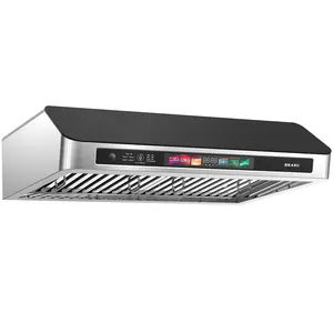 BRANO 36-inch Under Cabinet Range Hood Black Glass Design, 900 CFM Silent Power, Hands-Free Control for a Spotless Modern Kitchen