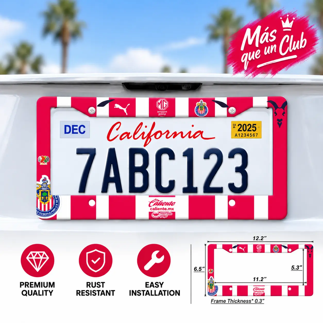 Guadalajara Soccer Vehicle License Plate – Mexican Football MX Fútbol Car Tag B