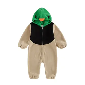 Infant Baby Boys Halloween Mallard Duck Costume Hooded Long Sleeve Romper Hooded Duck/Mushroom Costume
