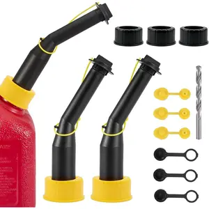 Gas Can Spout Nozzle Set Replacement Universal Kit Leakproof Angle Filter Screen Gasket Vent Cap Drill Bit for Old Gas Can 3 Pack