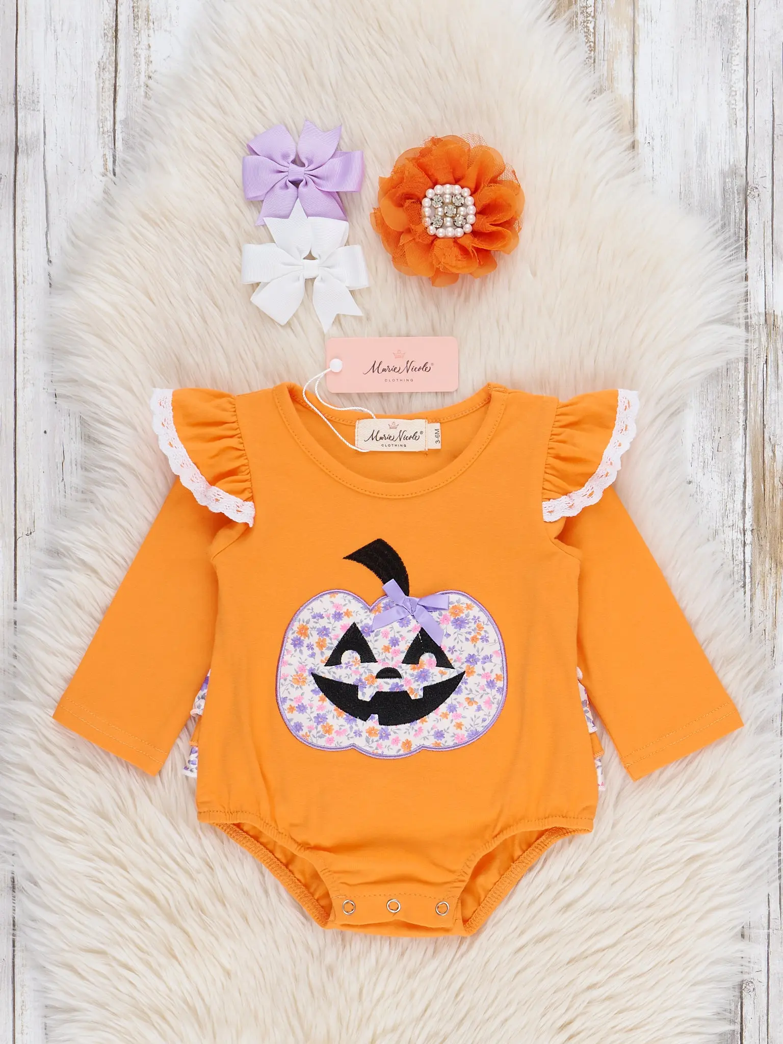 Pumpkin Petal Patch Ruffle Bubble Romper