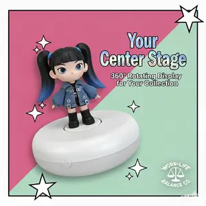 Cute 360° Rotating Display Stand for POP MART, Sonny Angel, Smiski Figures & Dolls. 12-Month Continuous Spin with One AA Battery (Included)! Collector Turntable for Kawaii Shelf Decor