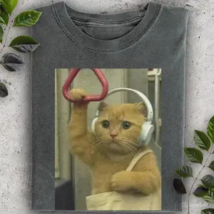 Subway Cat Meme Shirt, Gen Z Joke Shirt, Stupid Brainrot Gift, Cat Lover Gift, Funny Kitty Tee, Cool Cat Shirt