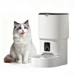 Take the Guesswork Out of Feeding – Programmable 4L Automatic Pet Feeder for Small Dogs and Cats, 6 Meals Daily, Timer and Portion Control, Dual Power, Stainless Steel Bowl, Easy Clean, Dampness-Proof, White, 18 x 29 cm