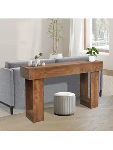 33.6" Entryway End Side Table, Modern Sofa Side Table With Heavy Duty Wood Base For Living Room, Bedroom Nightstands, Easy To Assemble ( Brown)