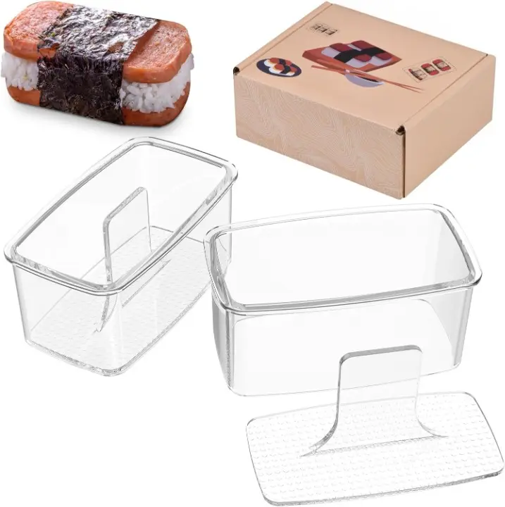 2PCS Clear Musubi Mold Kit,Musubi Maker Press,Musubi press mold,Non-stick Onigiri mold,BPA-Free sushi mold,Make Hawaiian Musubi at Home or Restaurants