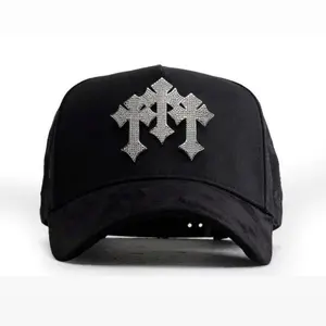 Barbas Hats Chrome Rose Gold – Premium Black Adjustable Snapback with 3D Chrome Metal Crosses, Trendy Streetwear Baseball Cap, Gift For Him, Gift For Her.