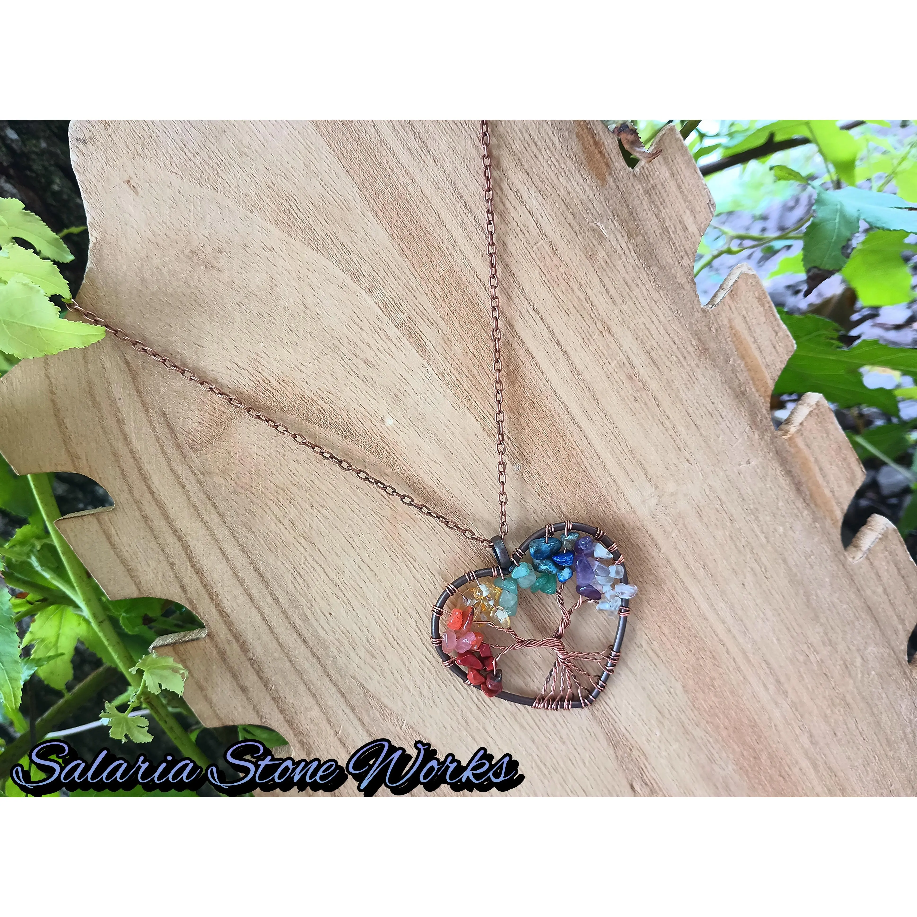 Copper Heart Chakra Tree of Life Pendant Necklace