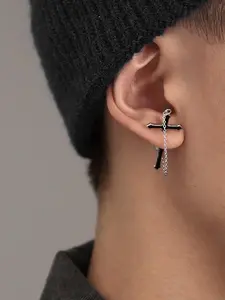 Cross Design Chain Decor Dangle Earrings, Fashionable Jewelry for Women & Men, Trendy All-match & Exquisite Jewelry for Birthday Gift