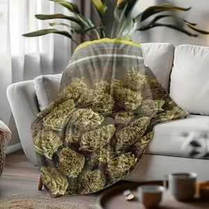 Weed Themed Floral Striped Blanket Ultra Soft Flannel Fleece Cozy Warm Lightweight All Season Machine Washable for Bedroom Couch Sofa Decor Stoners Men Women Teens 420 Cannabis Style Perfect Gift