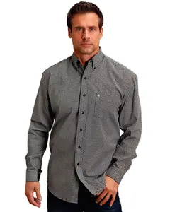 Stetson Men's Geo Print Long Sleeve Button-Down Western Shirt - 11-001-0526-6004 Bl