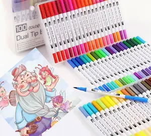 Dual Tip Brush Pens, Water-Based Art Markers for Coloring, Sketching, Calligraphy, Journaling, Non-Toxic No Bleed Art Supplies for Kids, Teens & Adults Premium  Dual Tip Markers, Fine & Brush Tips, Vibrant Water-Based Pens for Drawing