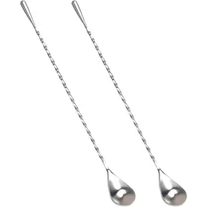 2 Pack Bar Spoon,  Mixing Spoon, Long Spoons for Stirring, 12 Inch Professional Spiral Stir Spoon for Bartenders,  Bar Mixing  Making (304 Grade)