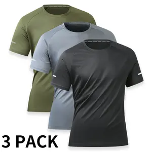 MISTERX - Selected men’s quick-dry athletic T-shirt, solid color, lightweight and breathable workout tee for men; running gym fitness shirt for training; casual sports T-shirt for summer activewear