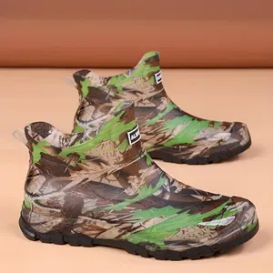 Men's High Quality Camouflage Outdoor Fishing Boots - All-Season EVA & Rubber Rain Boots with Non-Slip Sole for Hiking, Hunting, Wet Terrain, Hiking Boots, Wet Weather Gear, Regular Toe Design, Fabric Lined Interior, Suitable for Women Boy Walking Shoes