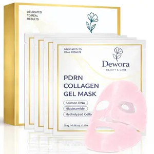 [Dewora] Salmon DNA PDRN Pink Collagen Sheet Mask - Korean sheet mask for glass skin - Niacinamide Hyaluronic Acid for Anti-Aging, Firming, Brightening, Deep Hydration (Pack of 4)