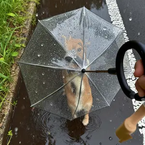 Transparent C-shaped Dog Umbrella - Adjustable Bendable with Nylon Leash, Portable Foldable Waterproof Snowproof Pet Umbrella, Clear Vision for Rainy/Snowy Days Dog Walking, Perfect Gift for Pet Lovers