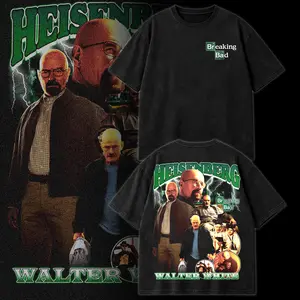 Breaking Bad Heisenberg Walter White vintage washed graphic t-shirt, iconic TV series streetwear tee, retro crime drama collage shirt, Heisenberg aesthetic oversized unisex cotton tee, Breaking Bad fan gift, Walter White graphic tee