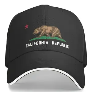 Adjustable California Republic Baseball Cap - Lightweight, Sports Polyester Cap with Bear Star Design, Hand Washable, Suitable for Men and Women, Fashionable Baseball Cap