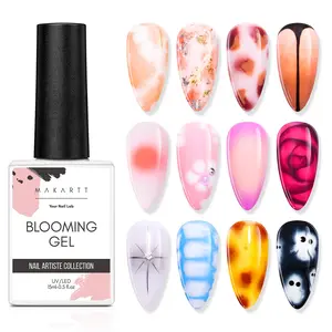 [CRAZY DEAL] Makartt High Quality Clear Blooming Gel 15ml UV LED Soak Off Nail Art Polish for Spreading Effect Marble Nail Polish Gel Paint Nail Designs for DIY Fall Winter Color Flower Watercolor Magic Beauty Gift Manicure Nail Care Salon Stripe