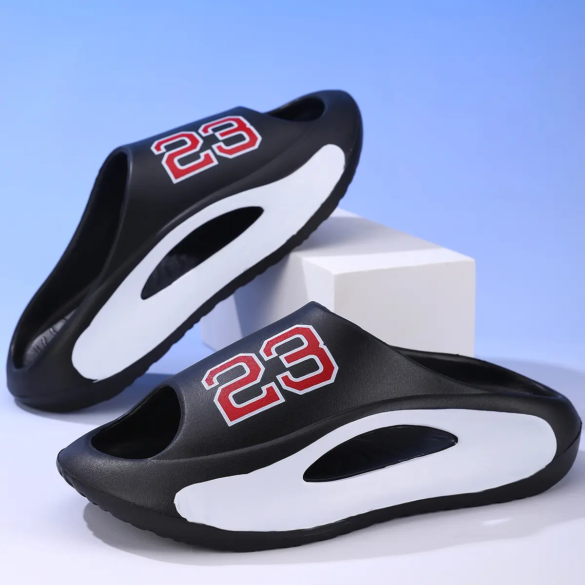 Men's 23-Print Footwear Slides - Soft, Quick-Dry, Easy On/Off, Water-Resistant, Non-Slip Summer Slippers, Black Walking Shoes for Indoor, Outdoor Use Boy  daily wear pants