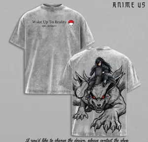 Madara Uchiha Kurama Nine Tails Shirt Vintage Washed | Naruto Dark Anime Graphic Tee | Oversized Streetwear Shirt for Anime Fans P3K