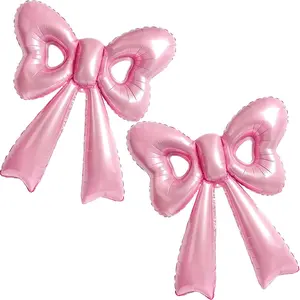 Bow Birthday Decorations 2 count  Bow Balloons Giant Foil Balloon for  Shower Wedding Bridal Engagement Bachelorette Party Supplies, Bow Themed Party Decor for Girl Women