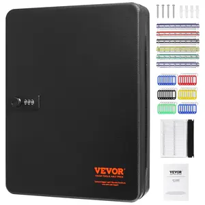 VEVOR 48-Key Cabinet, Key Safe with Combination & Key Lock, Digital Security Storage Box Steel Key Organizer with Adjustable Racks, 48 pcs Colorful Key Tags and A Record Card for School, Office, HotelSummervibes