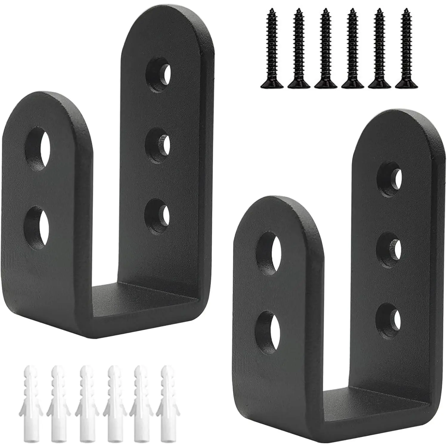 2 Pack Heavy Duty 2x4 Door Barricade Brackets Steel U Bracket Drop Open Bar  Holder Door Lock Brackets for Home, Barn, Shed, Garage, Gate to  Door Reinforcement Fits Holder Bar, Black