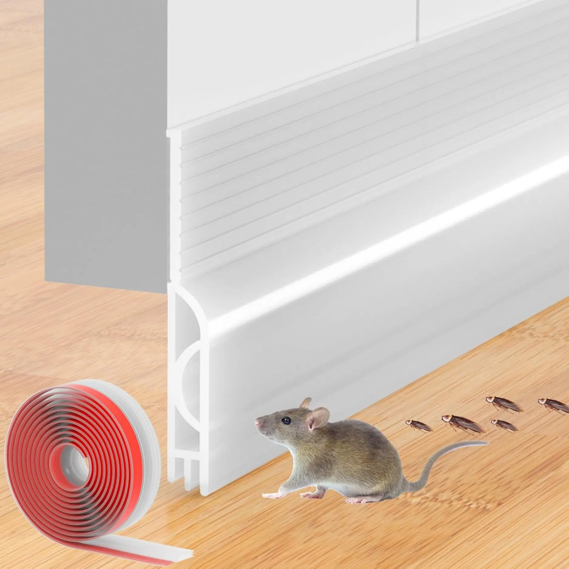 Door Draft Stopper for Bottom of Door, Adjustable Weather Stripping Door Seal for Cold Insulation, Under Door Sweep for Exterior & Interior Doors, (39inch,Transparent)