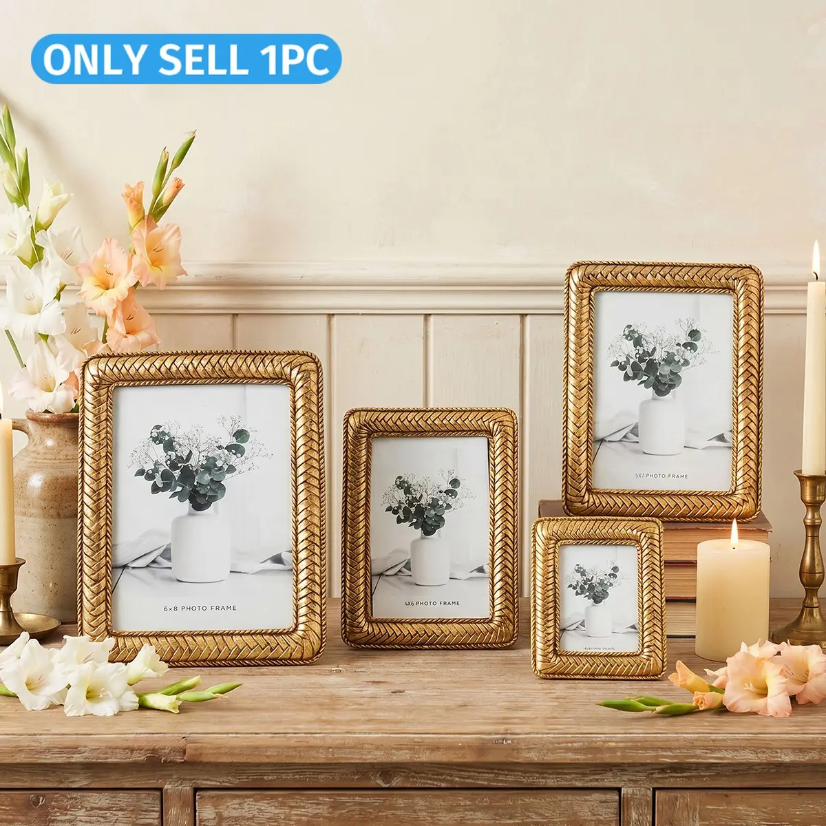 Creative Woven Pattern Photo Frame, Picture Frames, 1 Count Modern Photo Frame, Desktop Decoration Photo Frame for Home Office Desk, Home Decor Supplies