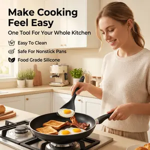 3-in-1 Silicone Spatula Spoon, Food Grade Heat Resistant Kitchen Utensil for Nonstick Pans, Cooking, Baking, Stir Frying, Scraping, Home Cooks & Families